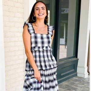 NWT BB Dakota Plaid Sleeveless Maxi Dress Size S
